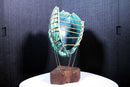 Mid Century Modern Ceramic Green Biomorphic Shell Design on Metal & Wood Stand