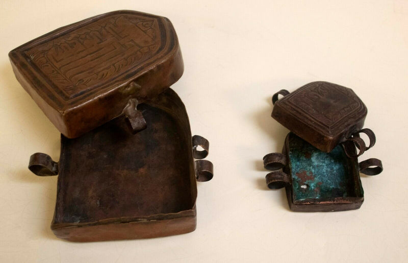 Antique Pair of Prayer Boxes with Metal Hinges