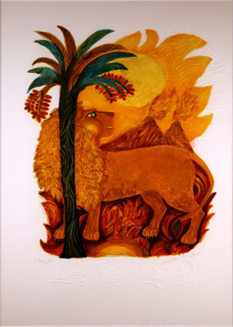 Judith Bledsoe Leo Zodiac Contemporary Modern Lithograph 190/250 Framed