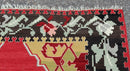Mid Century Modern Kilim Wool Area Rug Red Hand Made in Turkey Floral Pattern