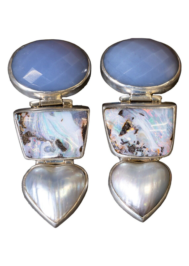 Stephen Dweck Opal & Pearl One-of-a-Kind Sterling Silver Drop Earrings Jewlery