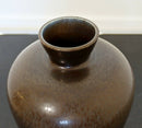 Mid Century Modern Ceramic Bowl Vase Signed Berndt Friberg Gray Hare Glaze 1960s