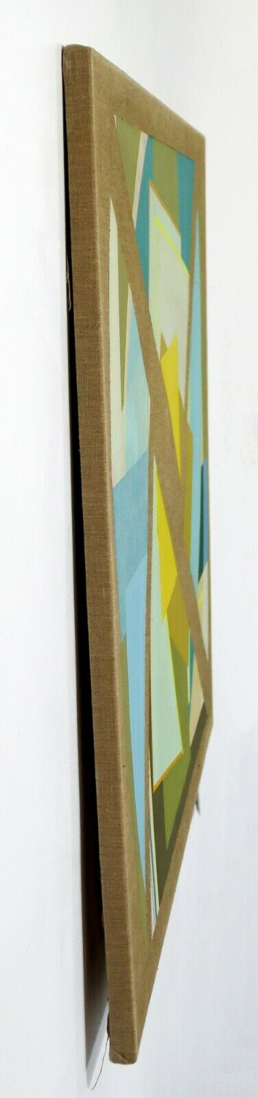 Modernist Gunda Hass Signed Acrylic Painting on Canvas Turquoise Yellow 2010s