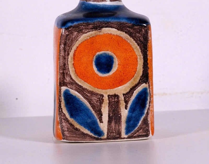 Desimonte Italy Signed Ceramic Cat Design Hand Painted Mid Century Modern Vase
