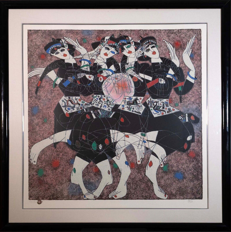 Jiang Tie Feng Moonlight Dance Signed Contemporary Serigraph on Paper XXXI/XL
