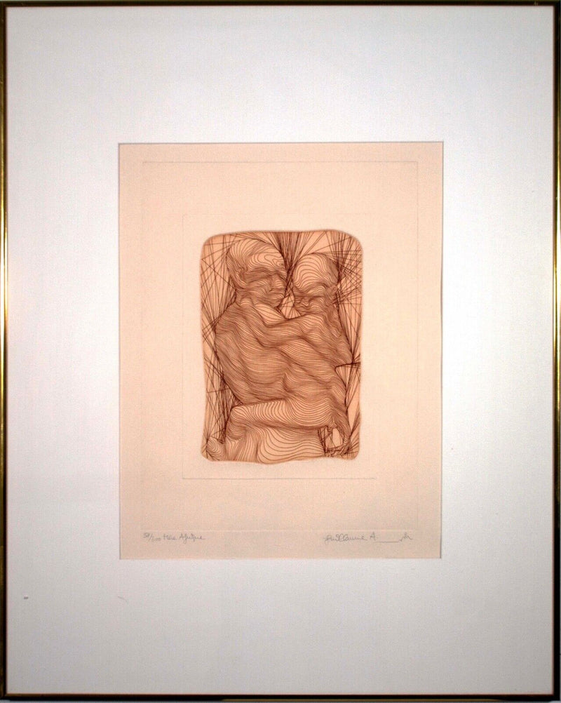 Guillaume Azoulay Mere Afrique Signed Modern Etching on Paper 58/300 Framed 1977
