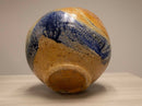 Mid Century Modern Glazed Studio Pottery Vessel Cobalt Blue with Earth Tones