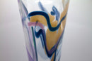Contemporary Postmodern Set of 3 Swirled Design Studio Art Glass Goblets Signed