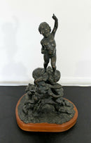 Mid Century Modern Bronze Table Sculpture Signed Edward Chesney 1972