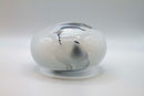 Sharon Fujimoto Modern White with Blue Swirl Design Studio Art Glass Vessel Vase