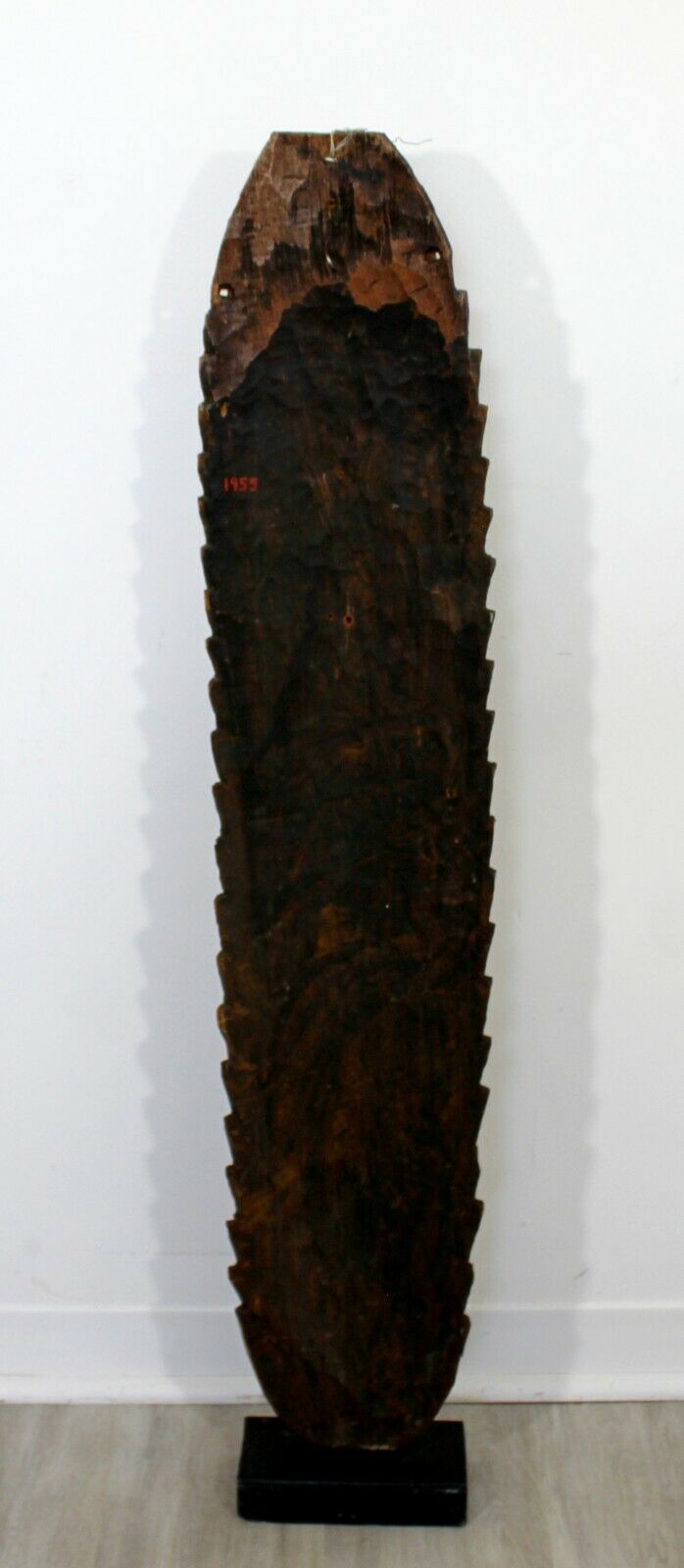 Antique Papua New Guinea Carved Wood Triple Mask Shield 1950s
