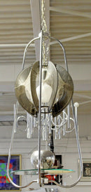 Mid Century Modern String Wire Art Swag Chrome Chandelier Light Fixture 1960s