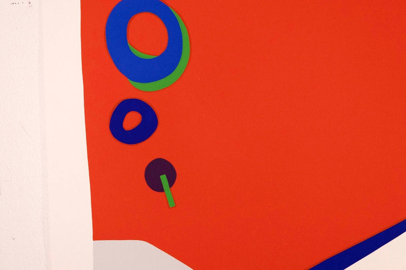 Daniel Gelakoska Red Bowl w Shapes Contemporary Serigraph on Paper Embossed Seal