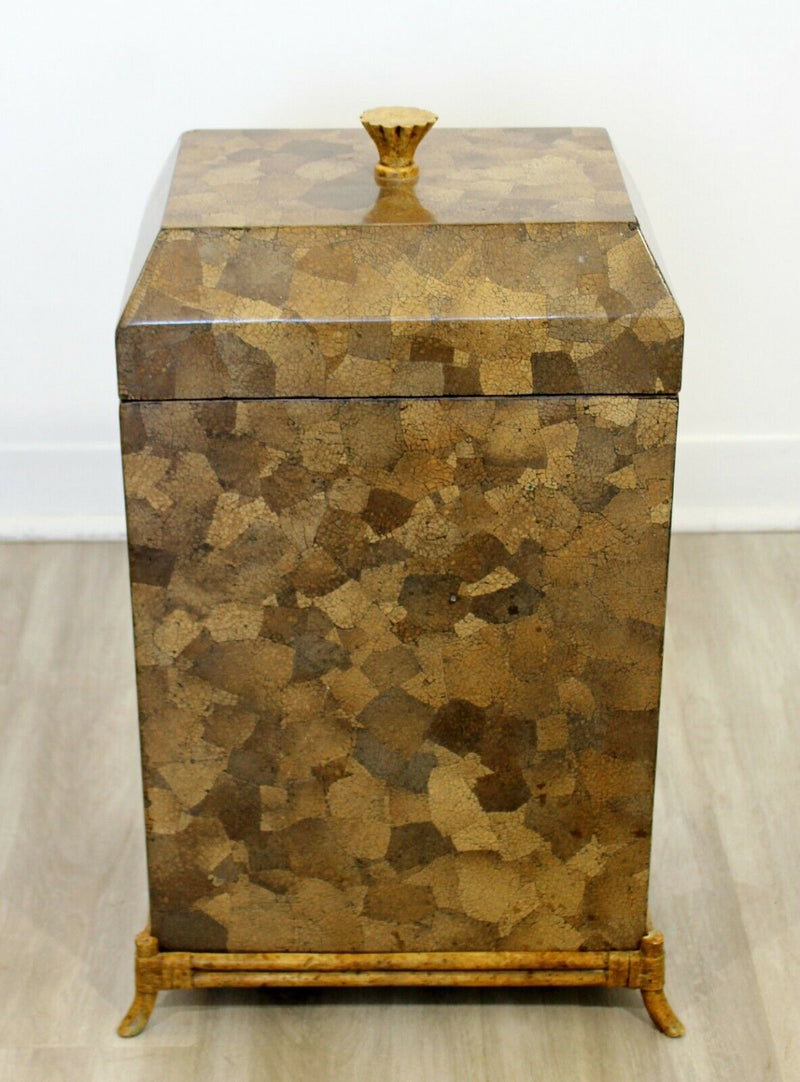Mid Century Modern Maitland Smith Tesselated Stone Lidded Chest Box Vessel 1970s