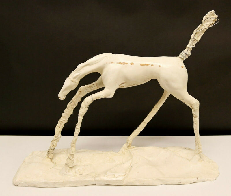Mid Century Modern Carl Dahl Signed Early Plaster Horse Table Sculpture 1970s