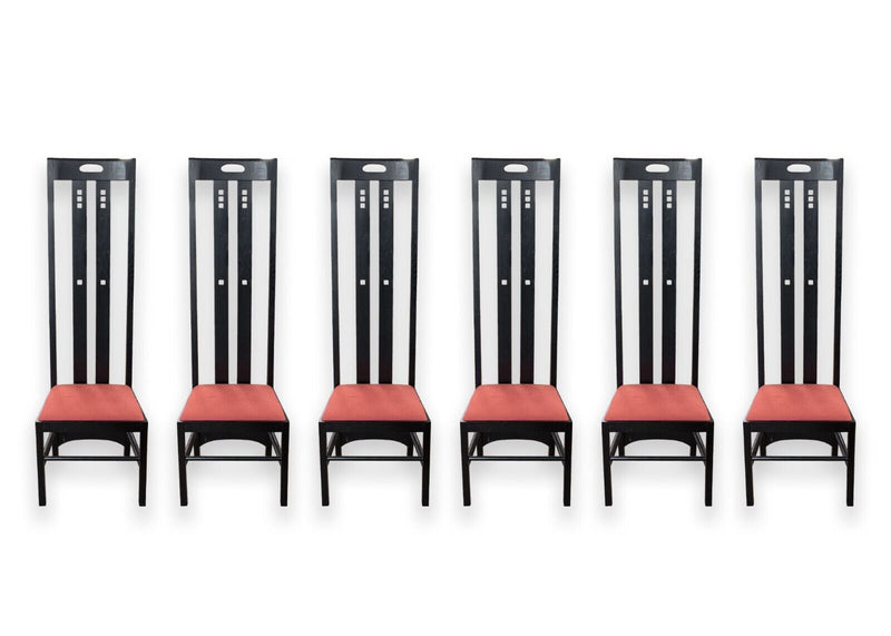 Charles Rennie Mackintosh Black Ebonized Wood Dining Table & Chairs Set