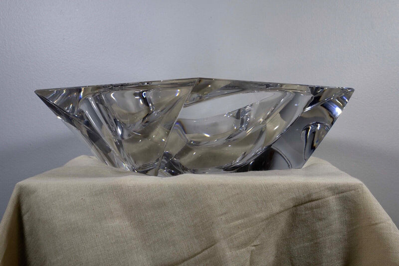Orrefors Sweden Tornado Modern Vintage Crystal Art Glass Bowl with Maker’s Mark