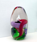 Berry Davis Signed Contemporary Pink Purple Green Swirl Design Studio Art Glass