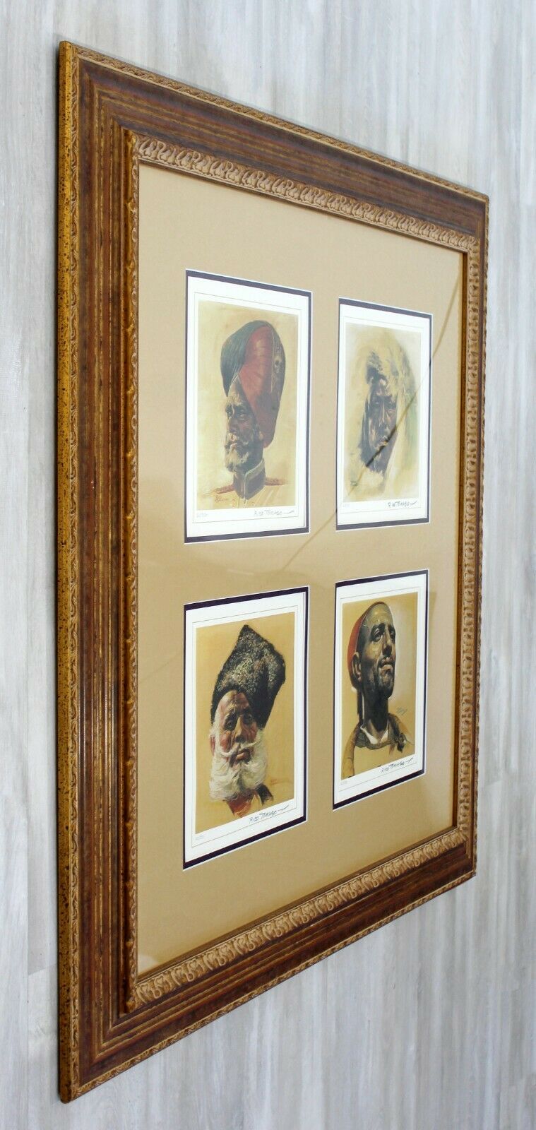 Mid Century Modern Rico Tomaso Framed Signed Lithograph of Natives 63/350