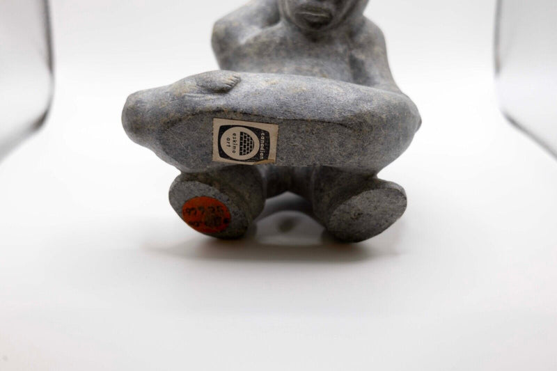 Inuit Canadian Carved Soapstone Eskimo with Otter Native Sculpture Igloo Sticker