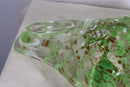 Vintage Murano Clear and Green with Gold Speckles Freeform Art Glass Bowl