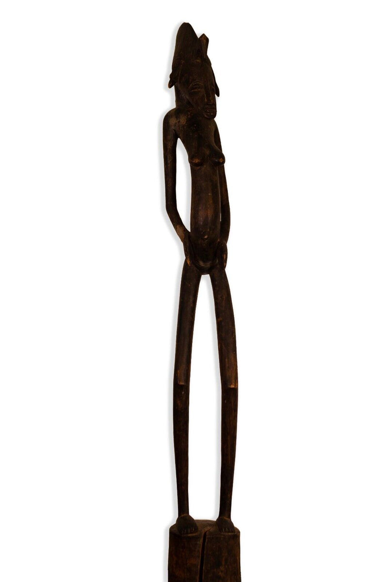 Vintage African Zulu People Female Fertility Figure Carved Teakwood Sculpture