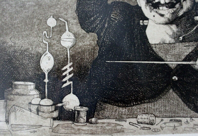 Charles Bragg Frankenstein Etching with Drypoint Signed