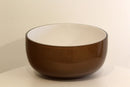 Vintage Mid Century Layered Cased Brown & White Asymmetrical Glass Bowl