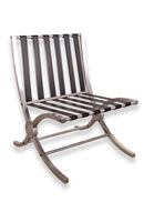 Pair of Art Deco Aluminum and Black Barcelona Style X Framed Sleek Lounge Chairs