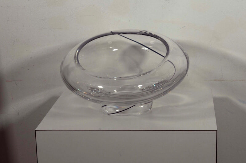 Seguso Contemporary Murano Blown Glass with Blue Swirl Signed Des L Seguso
