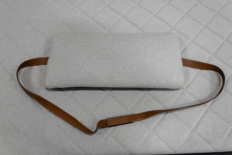 Contemporary Modern Light Grey Daybed with Detachable Pillow with Leather Straps