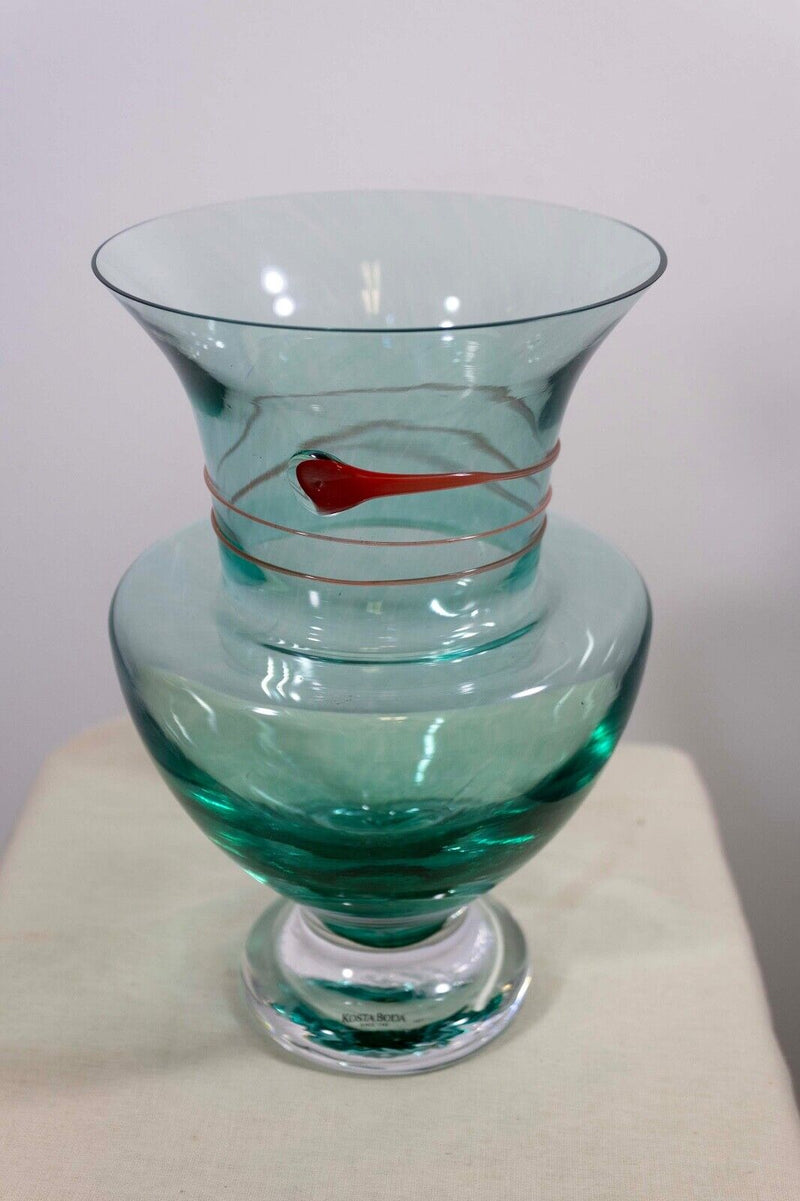 Monica Backstrom for Kosta Boda Serpent Signed Crystal Glass Vase Sweden 49232