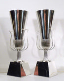 Mid Century Pair of Tommi Parzinger  Lightolier Silver Plated Torchiere Lamps
