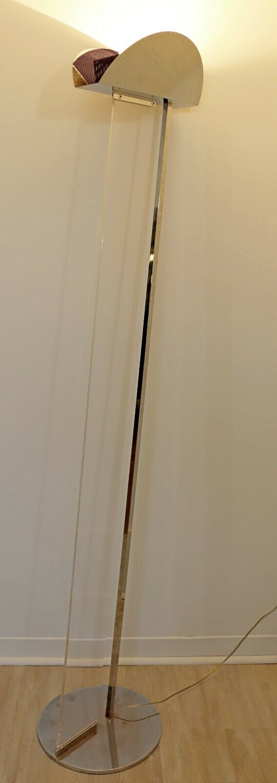 Contemporary Modern Hollywood Regency Ramond Signed Lucite Chrome Floor Lamp 80s