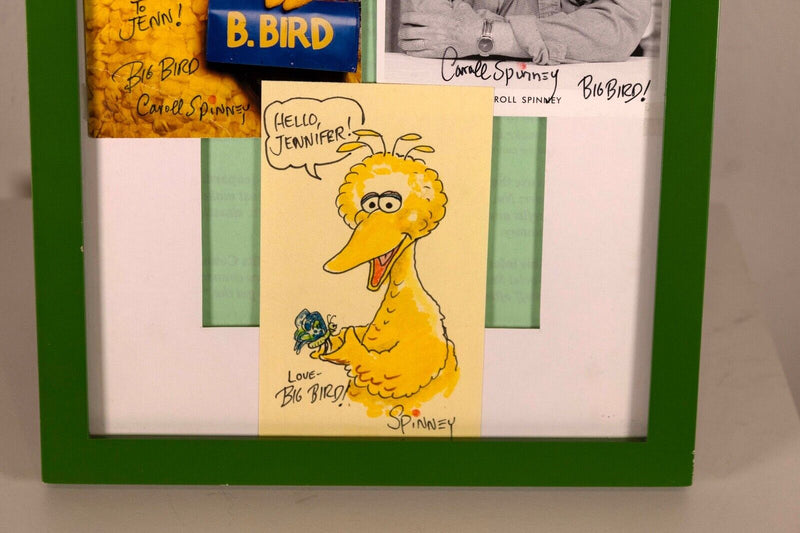Carroll Spinney Big Bird Signed Sesame Drawing, Personalized Letter, & Script