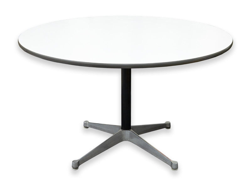 Herman Miller White Laminate Round Dinette Table with Aluminum Base