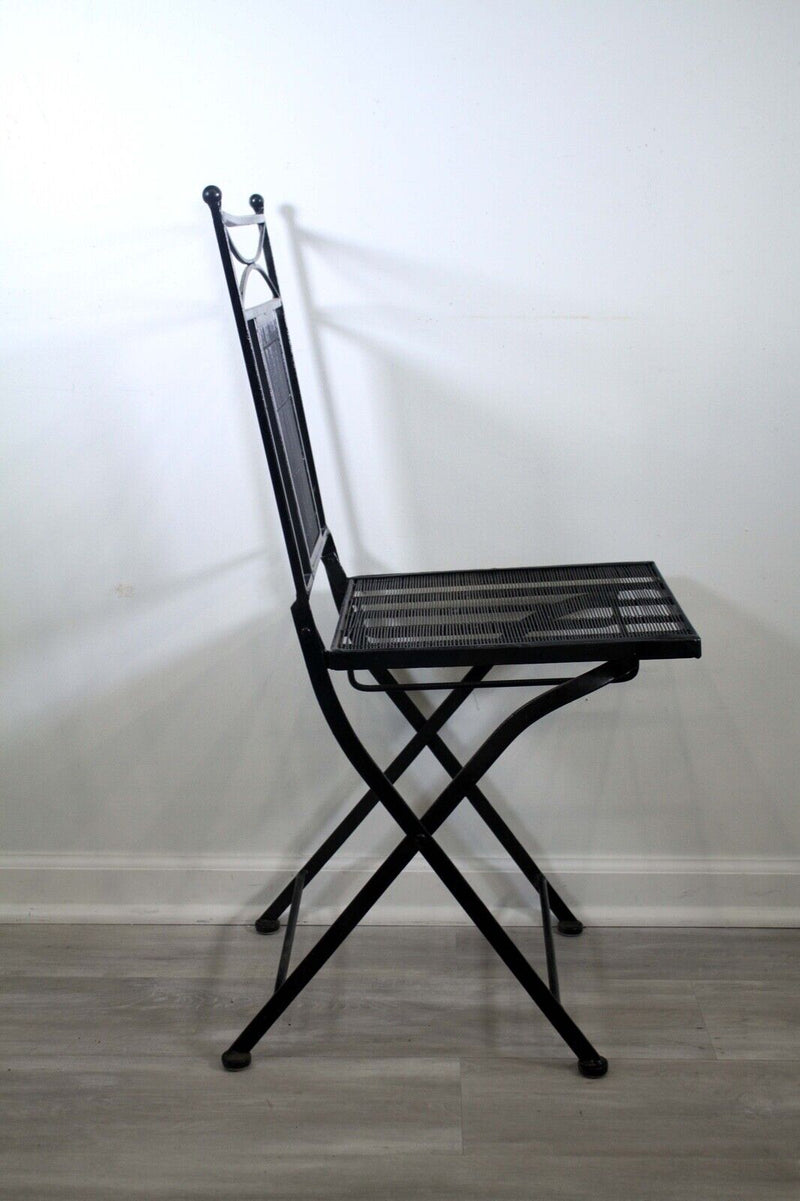 Mid Century Modern Set of 8x Vintage Wrought Iron Folding Chairs Salterini Style
