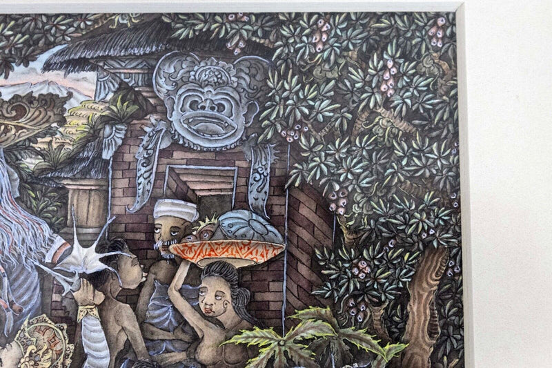 Keliki Kawan Balinese Indonesian Vintage Miniature Ink & Watercolor Painting