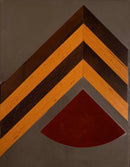 Post Modern Wooden Chevron Design and Leather Patch Mirror