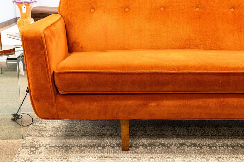 Edward Wormley for Dunbar Mid Century Modern Burnt Orange Bracket Back Sofa
