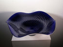 Contemporary Modern Ron Mynatt Cobalt Fluted Signed Art Glass Bowl