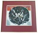 Mid Century Modern Framed Drawing Signed Aldo Londino Dated 1960s Bird in Tree
