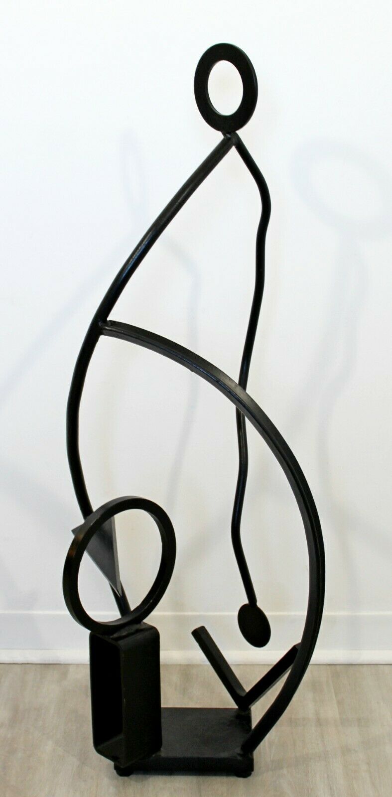 Contemporary Forged Iron Abstract Art Floor Sculpture Black By Robert Hansen