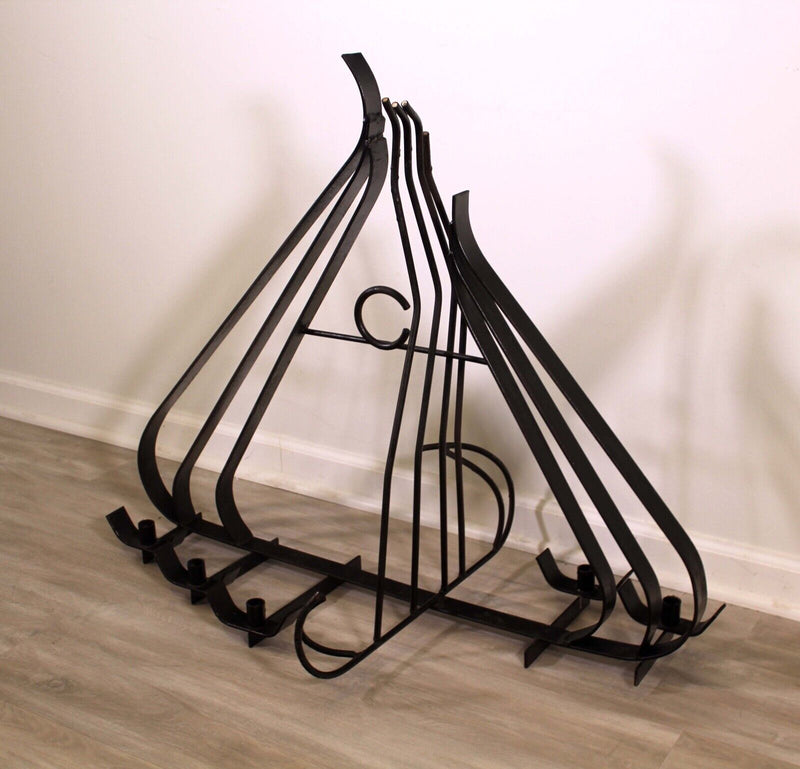 Mid Century Modern Monumental Wrought Iron Danish Floor Table Candle Holder