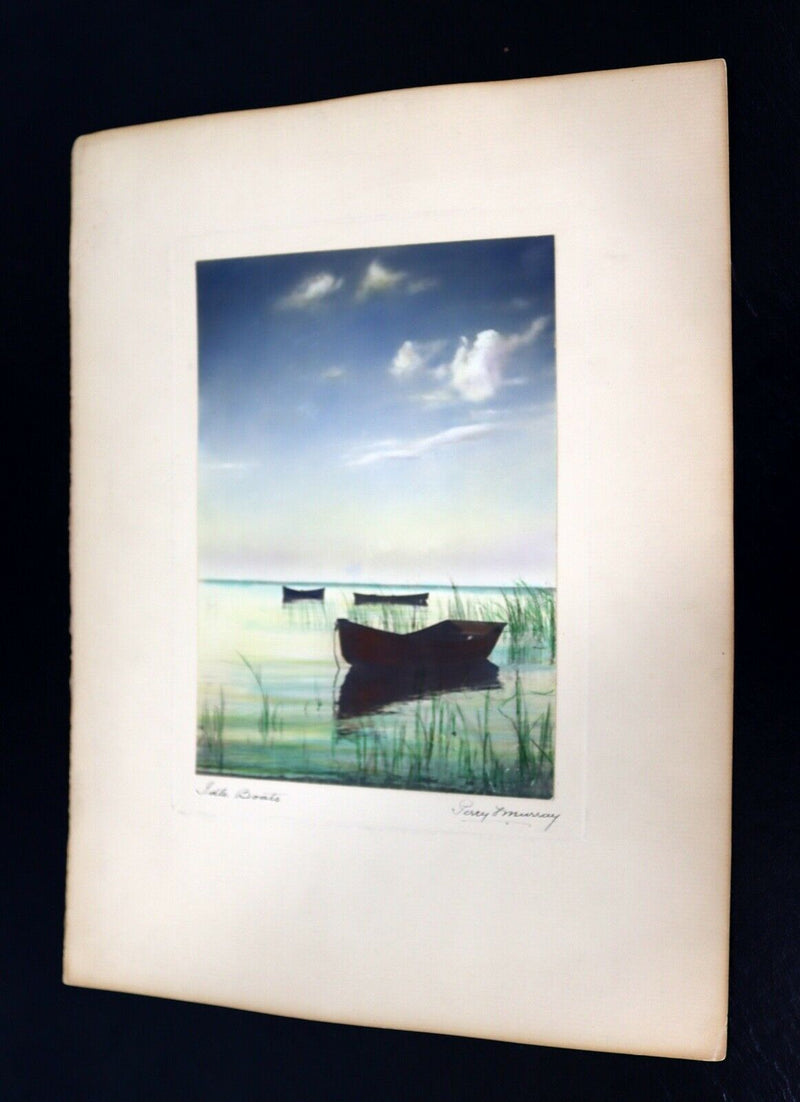 Percy Murray Lake Boats Signed Vintage Photograph