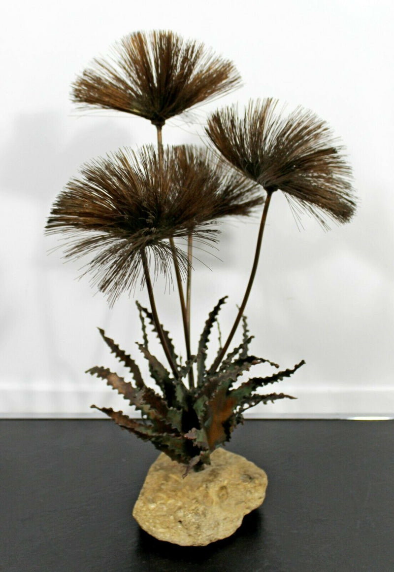 Mid Century Modern Brutalist Copper Flower Table Sculpture Signed John Steck 70s