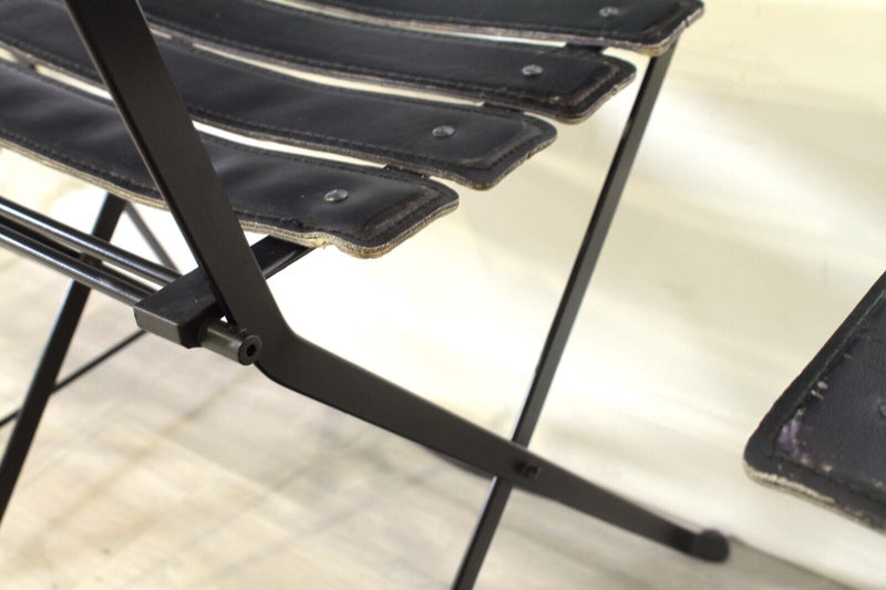 Marco Zanuso for Zanotta Celestina Set of 4 Black Leather Modern Folding Chairs