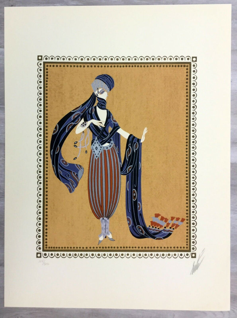 Mid Century Modern Deco Unframed Calyph's Concubine Erte Signed Lithograph