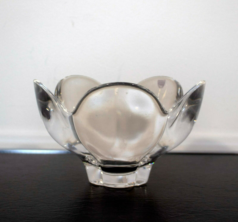Orrefors Five Petal Crystal Glass Bowl Table Sculpture