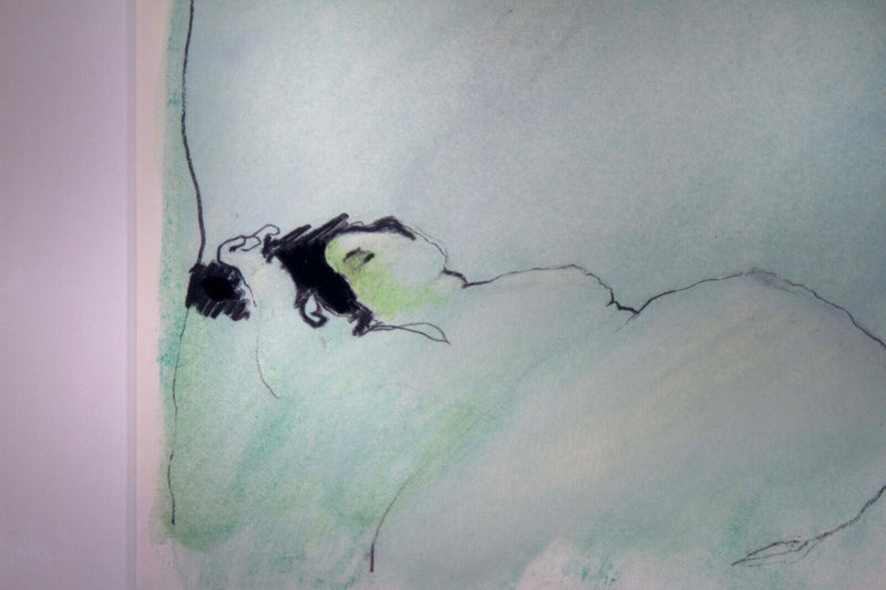 David Slee Relaxing Signed Modern Abstract Female Nude Pastel Drawing on Paper
